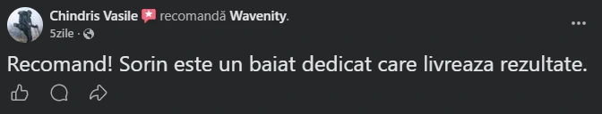Recomandare de la Chindris Vasile: „Recomand! Sorin este un băiat dedicat care livrează rezultate.”